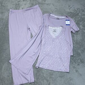 Live 2 Lounge Women's Sleepwear 3pc Set Purple Polyester Blend e0770